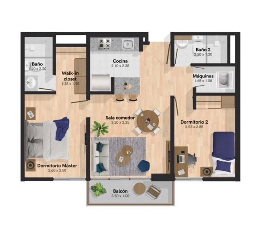 Plano BIM 2 habitaciones